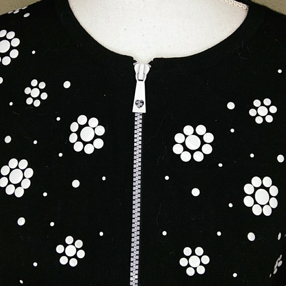 Cathy Daniels Lightweight 100% Cotton Black Zipper Front Cardigan - L - NWOT - Picture 2 of 7